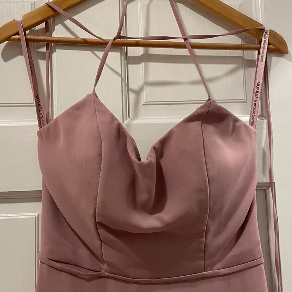 Mori Lee Criss-Cross Bridesmaid Dress in Desert Rose (Size 2) - Picture 2 of 6
